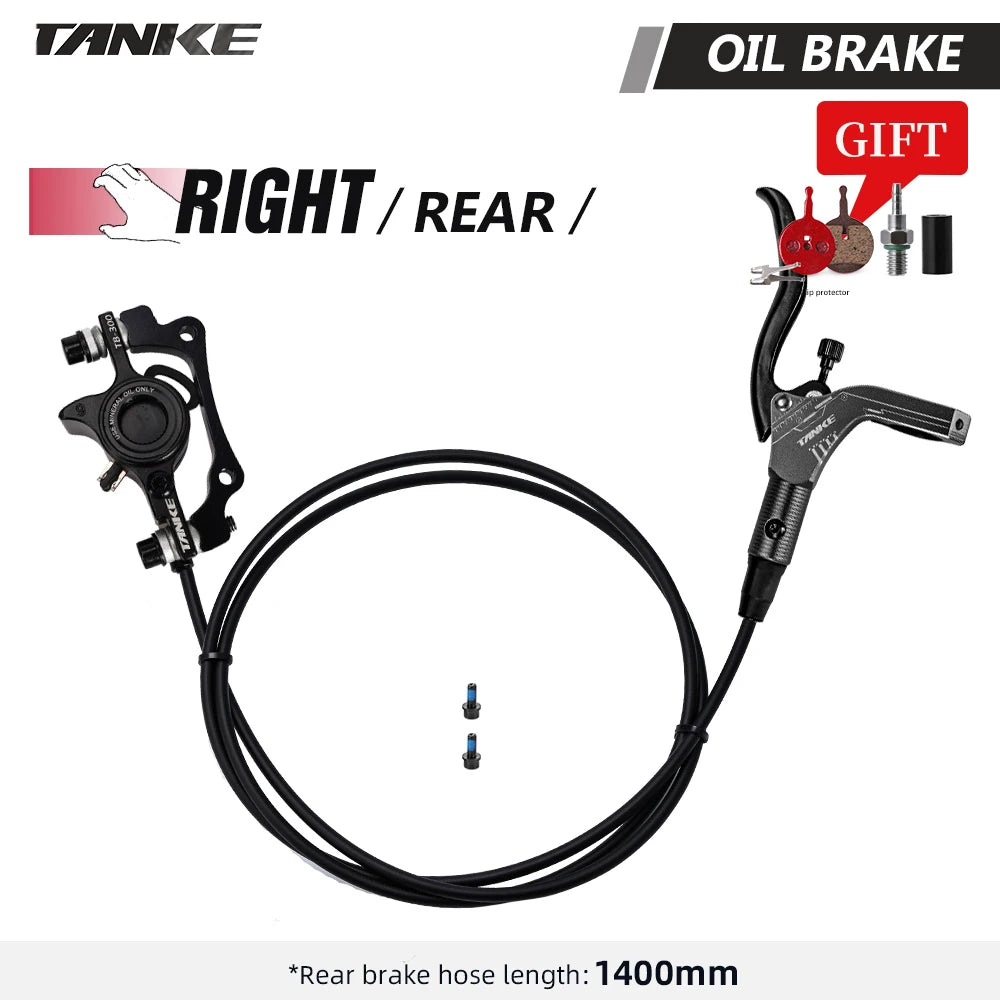 TANKE MTB Bike Hydraulic Disc Brake Set 160mm Rotors Oil Calliper Plate Front Rear Mountain Bicycle Black-RR China
