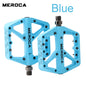 MEROCA Nylon Bicycle Pedals Ultralight Seal Bearings Mountain Road Bike Flat Platform WaterProof Bicycle Pedals Non-Slip Parts Blue 1 Pair