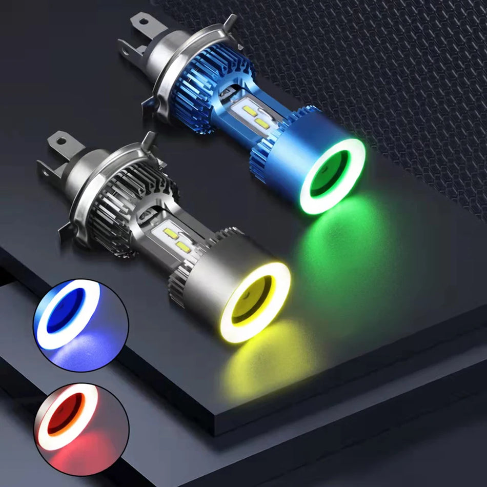 H4 LED motorcycle headlight with five color halo ring