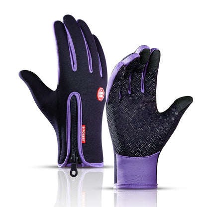 Men Women Cycling Winter Warm Sport Gloves Touchscreen Outdoor Fishing Splash-proof Skiing Snowboard Nonslip Zipper Gloves