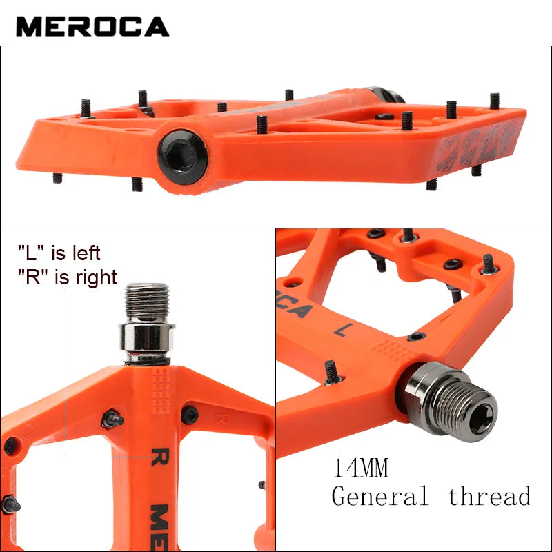 MEROCA Nylon Bicycle Pedals Ultralight Seal Bearings Mountain Road Bike Flat Platform WaterProof Bicycle Pedals Non-Slip Parts