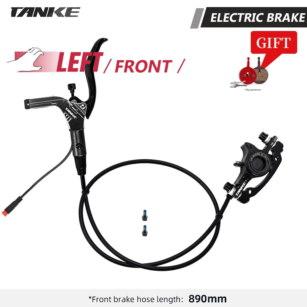 TANKE E-Bike MTB Hydraulic Disc Brake Set Electric E Scooter Power Control Shifter Bicycle Brakes 160mm rotors Aluminum Alloy Black-LF