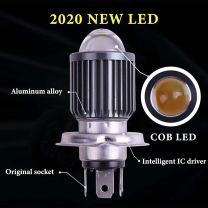1pcs H4 BA20D Motorcycle Headlight Moto Led Bulbs CSP Chip Hi Lo Lens H4 Lamp Fog Lights Scooter Moto Accessories Headlamp 12V