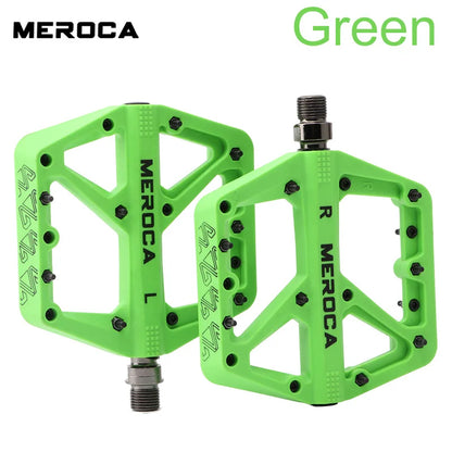 MEROCA Nylon Bicycle Pedals Ultralight Seal Bearings Mountain Road Bike Flat Platform WaterProof Bicycle Pedals Non-Slip Parts
