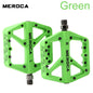 MEROCA Nylon Bicycle Pedals Ultralight Seal Bearings Mountain Road Bike Flat Platform WaterProof Bicycle Pedals Non-Slip Parts Green 1 Pair