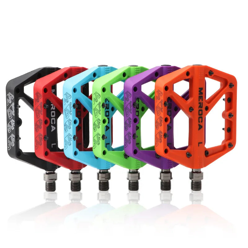 MEROCA Nylon Bicycle Pedals Ultralight Seal Bearings Mountain Road Bike Flat Platform WaterProof Bicycle Pedals Non-Slip Parts