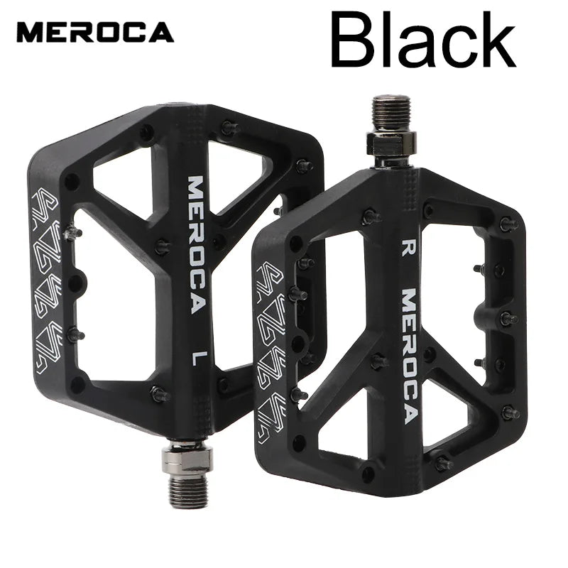MEROCA Nylon Bicycle Pedals Ultralight Seal Bearings Mountain Road Bike Flat Platform WaterProof Bicycle Pedals Non-Slip Parts