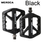 MEROCA Nylon Bicycle Pedals Ultralight Seal Bearings Mountain Road Bike Flat Platform WaterProof Bicycle Pedals Non-Slip Parts Black 1 Pair