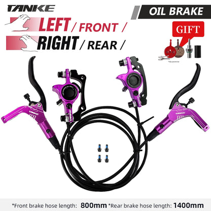 TANKE MTB Bike Hydraulic Disc Brake Set 160mm Rotors Oil Calliper Plate Front Rear Mountain Bicycle Purple-LFRR China