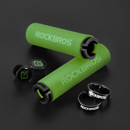 ROCKBROS Cycling Grips Bicycle Grips MTB Silicone Sponge Handlebar Grips Bike Grips Mountain Bike Bicycle Handlebars Ultraight BT1001GNBK CHINA
