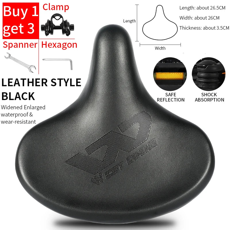 WEST BIKING Bicycle Saddle Waterproof Widened Thickened Cushion Ergonomic MTB Road Bike Seat Shock Absorption Cycling Saddles Black with clamp CHINA