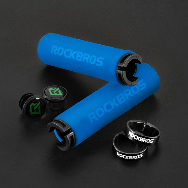 ROCKBROS Cycling Grips Bicycle Grips MTB Silicone Sponge Handlebar Grips Bike Grips Mountain Bike Bicycle Handlebars Ultraight BT1001BLBK CHINA