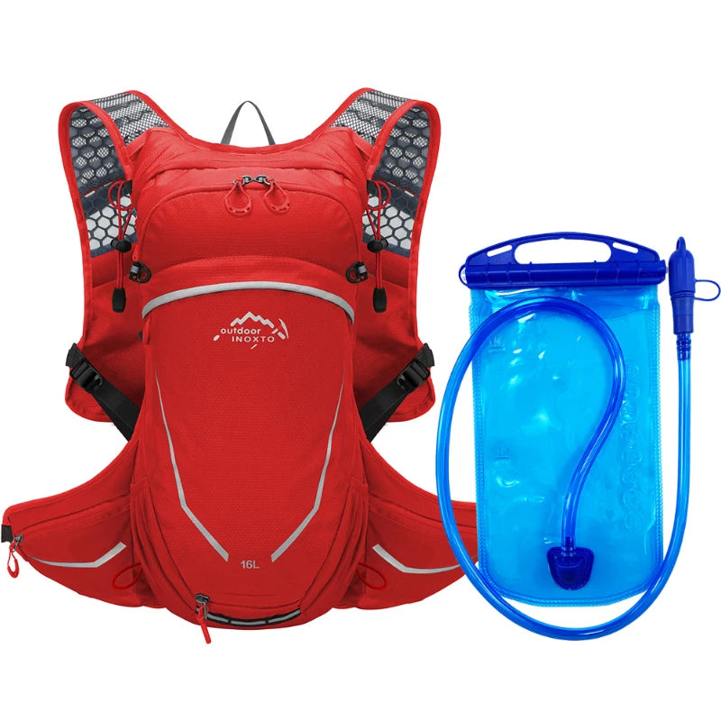 16L Outdoor Sport Cycling Running Mountaineering Hiking Bike Riding Hydration Water Bag Storage Pack UltraLight Bladder Backpack Red and 1L water