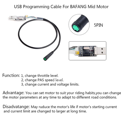 E-bike Cable For Bafang/8FUN Motor Kits Gear Sensor USB Programming Hydraulic Brake Sensor Display Holder 5PIN Brake 3pin 1T4 1