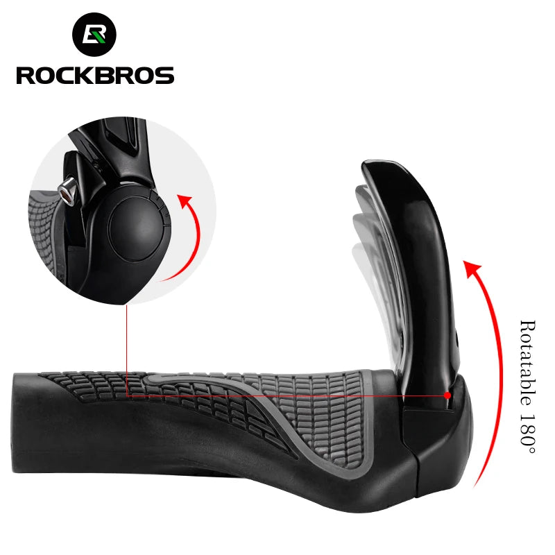 ROCKBROS Bicycle Grips MTB Mountain Bike Handlebar Grips Horns Shofar Vice Handle Bike Grips Shockproof Rubber Cycling Grips