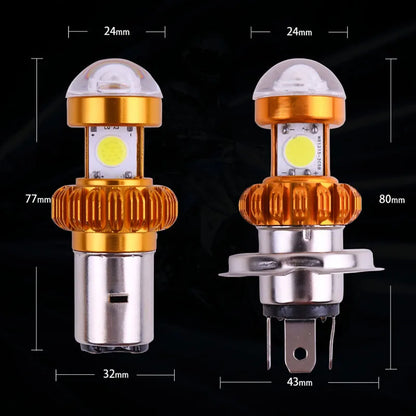 1PC H4 BA20D 3SMD Motorcycle Headlight Hi/Low Scooter Bulb COB Bulb 12V-96V Lamp Motor Fog Headlamp Motorcycle Super Brigh