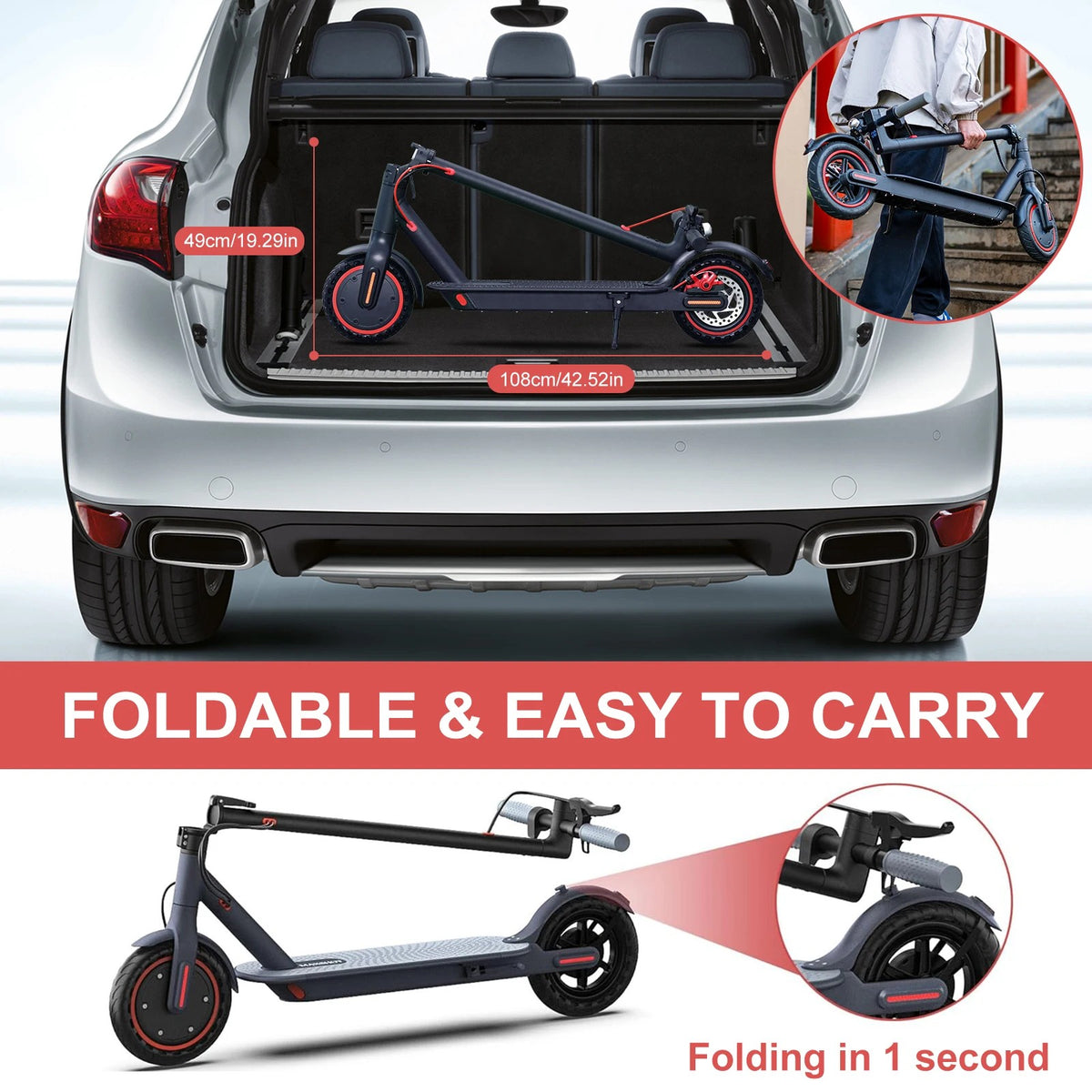 HEZZO folding scooter with reliable battery performance