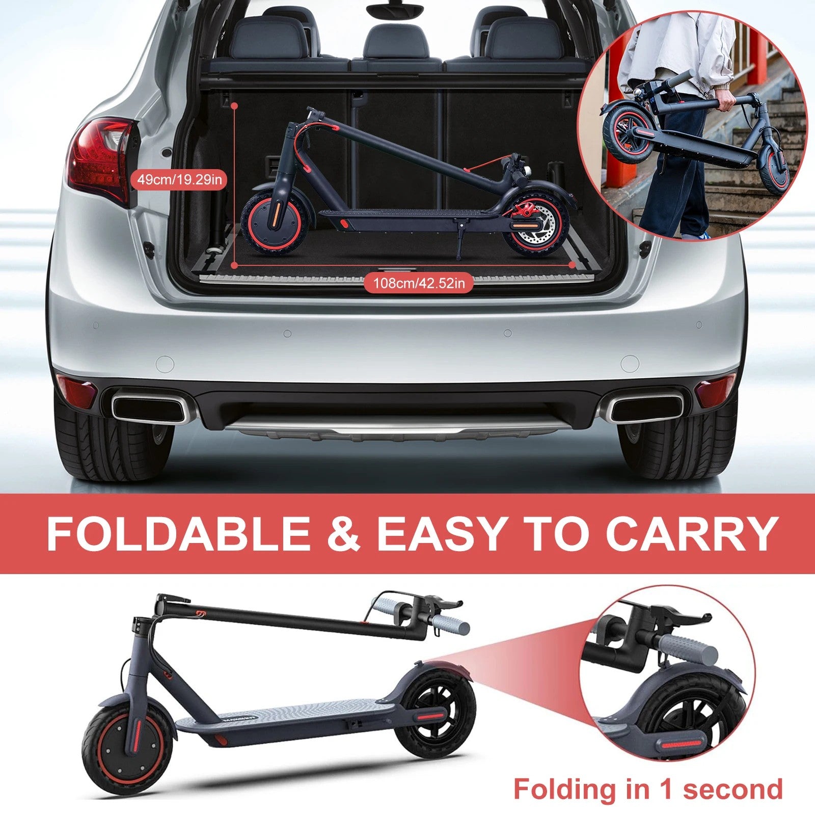 HEZZO folding scooter with reliable battery performance