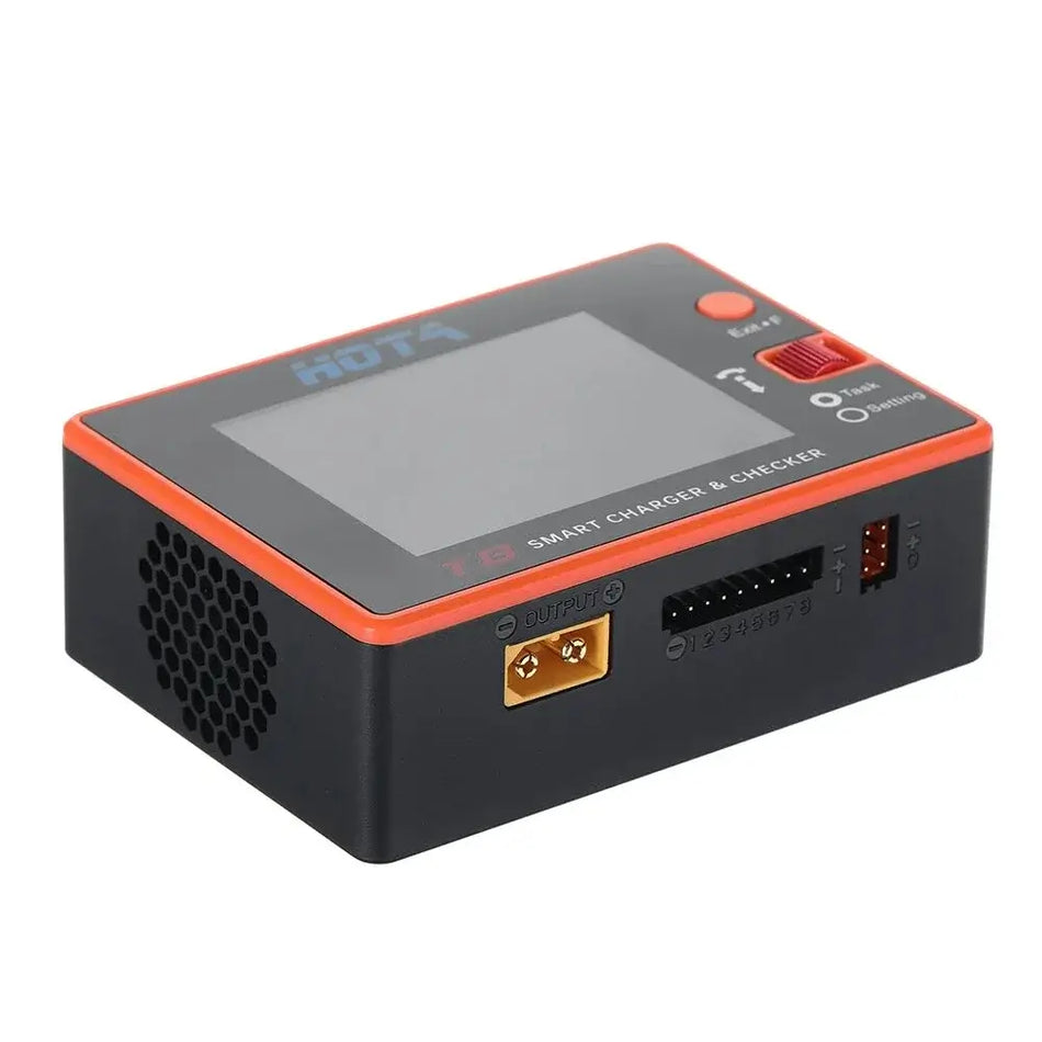 HOTA T8 650W 22A Dual Channel Smart Charger & Battery Checker (1S-8S) - XT60 side view image