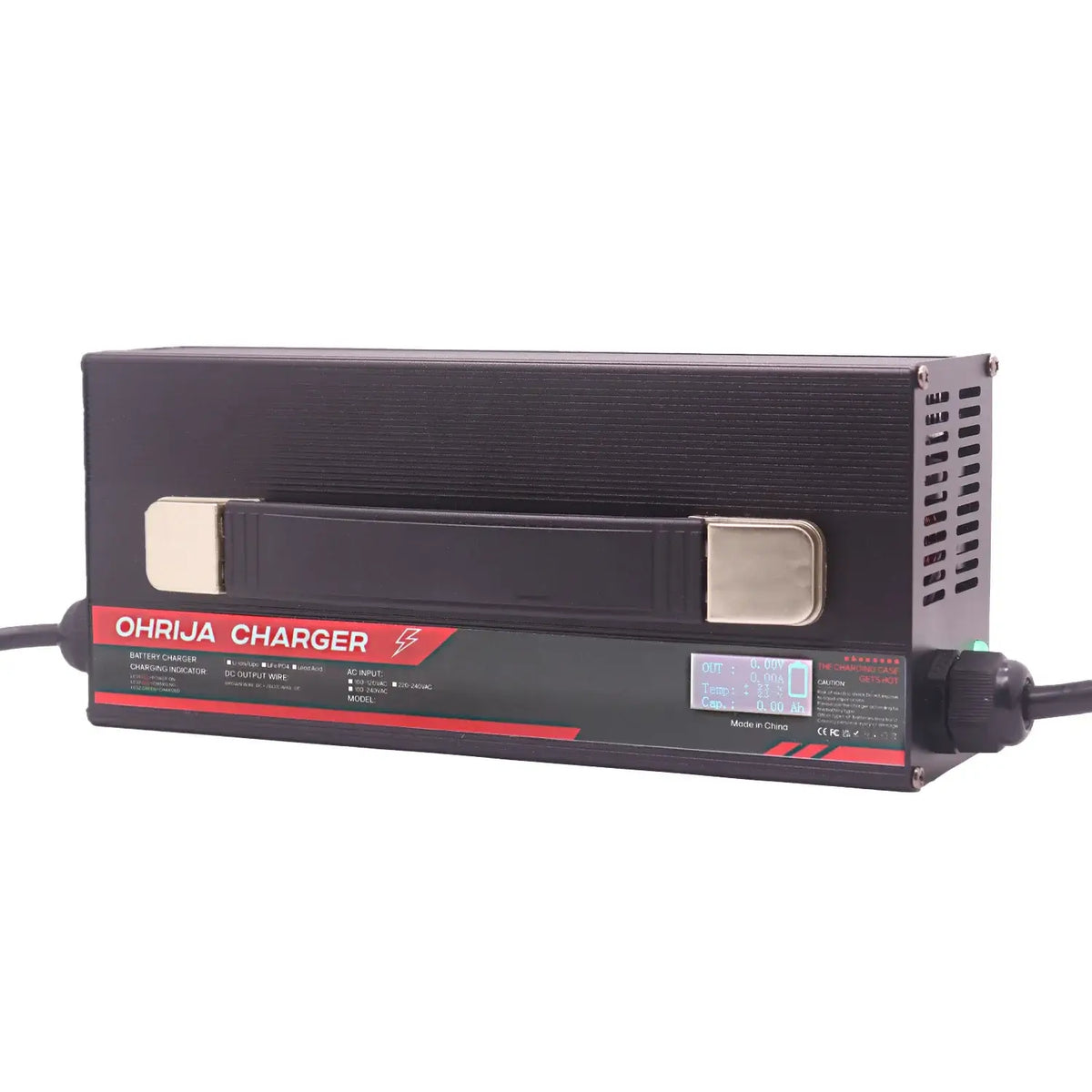 48V 18A Smart Golf Cart Charger with Digital Display & Handle for EZGO & Club Car (Lead-Acid)