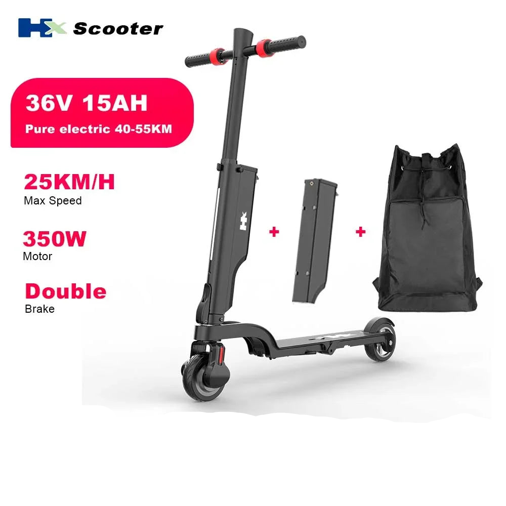 HX X6 lightweight commuter scooter parked on a city street