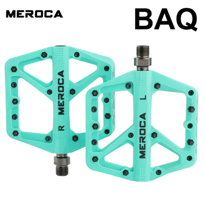 MEROCA Nylon Bicycle Pedals Ultralight Seal Bearings Mountain Road Bike Flat Platform WaterProof Bicycle Pedals Non-Slip Parts