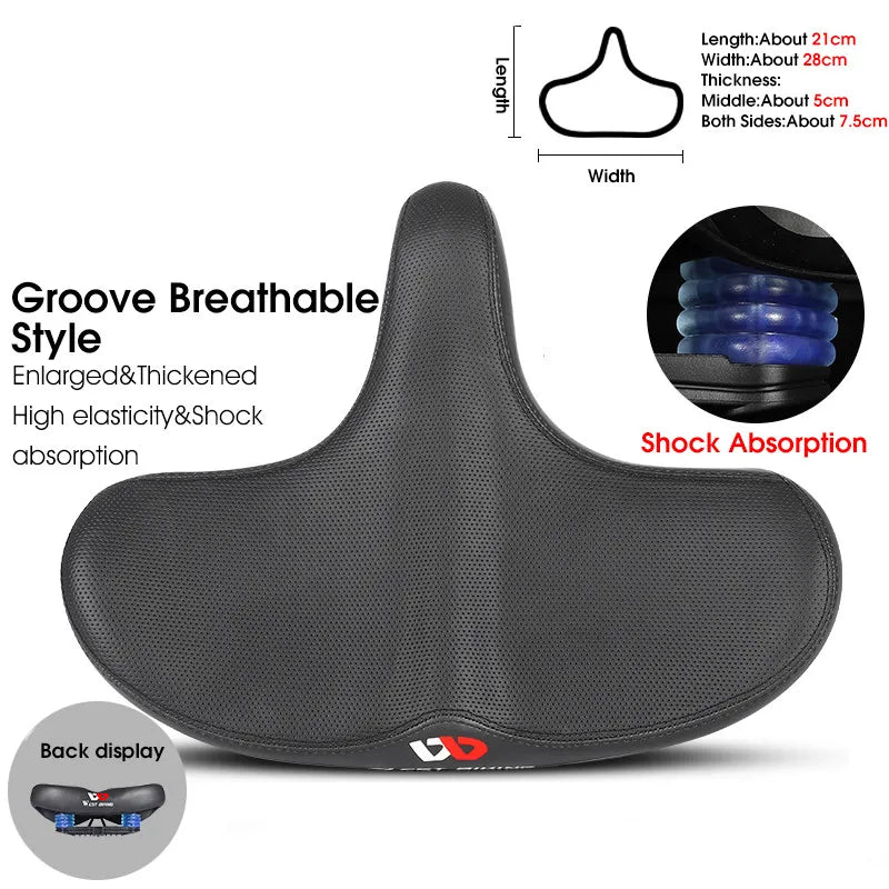 WEST BIKING Bicycle Saddle Waterproof Widened Thickened Cushion Ergonomic MTB Road Bike Seat Shock Absorption Cycling Saddles 125 Black CHINA