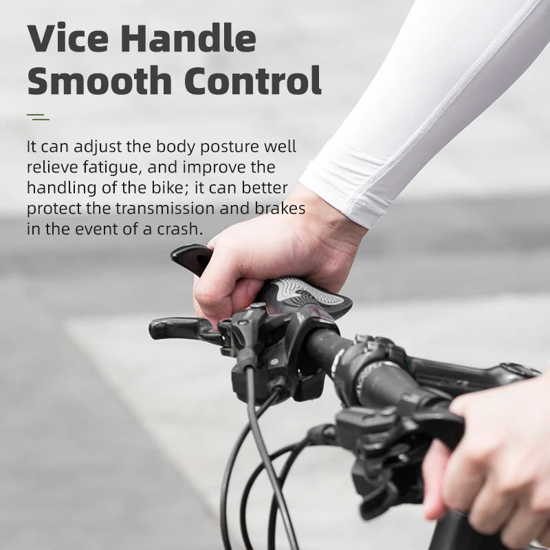ROCKBROS Bicycle Grips MTB Mountain Bike Handlebar Grips Horns Shofar Vice Handle Bike Grips Shockproof Rubber Cycling Grips