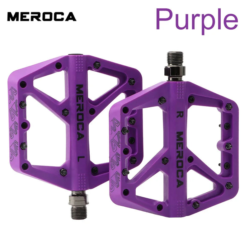 MEROCA Nylon Bicycle Pedals Ultralight Seal Bearings Mountain Road Bike Flat Platform WaterProof Bicycle Pedals Non-Slip Parts