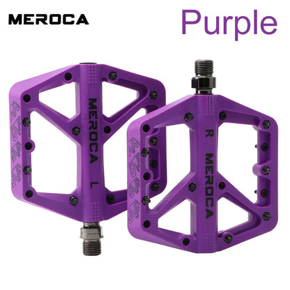 MEROCA Nylon Bicycle Pedals Ultralight Seal Bearings Mountain Road Bike Flat Platform WaterProof Bicycle Pedals Non-Slip Parts