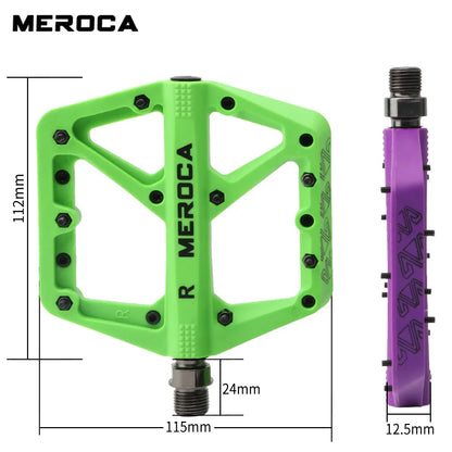 MEROCA Nylon Bicycle Pedals Ultralight Seal Bearings Mountain Road Bike Flat Platform WaterProof Bicycle Pedals Non-Slip Parts