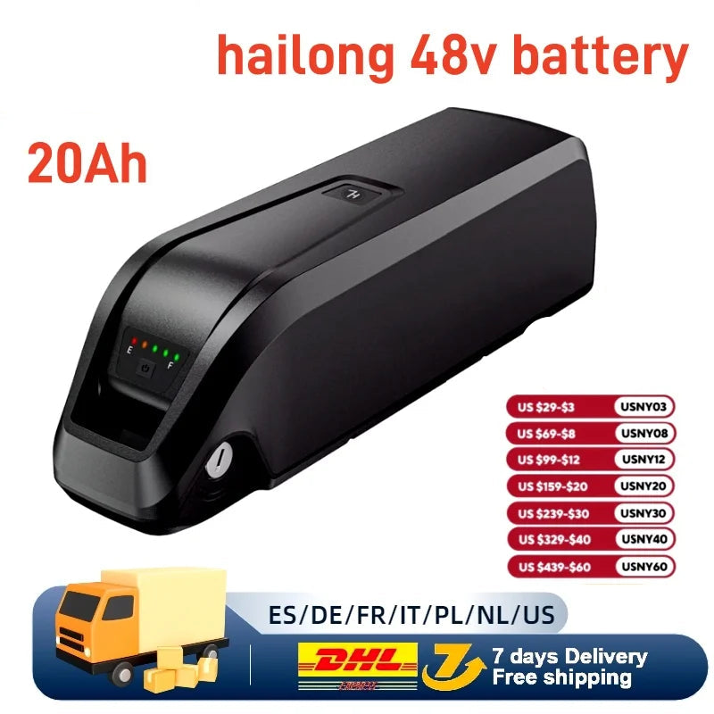 Hailong lithium ion e bike battery for 500W electric bike motor