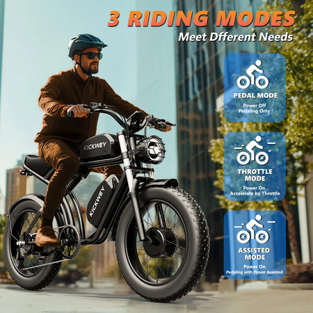 Handlebar display and control setup on the KICKWEY K7 e-bike.