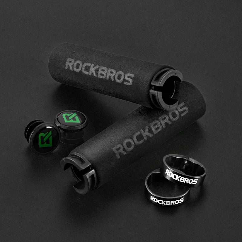 ROCKBROS Cycling Grips Bicycle Grips MTB Silicone Sponge Handlebar Grips Bike Grips Mountain Bike Bicycle Handlebars Ultraight BT1001BKBK CHINA