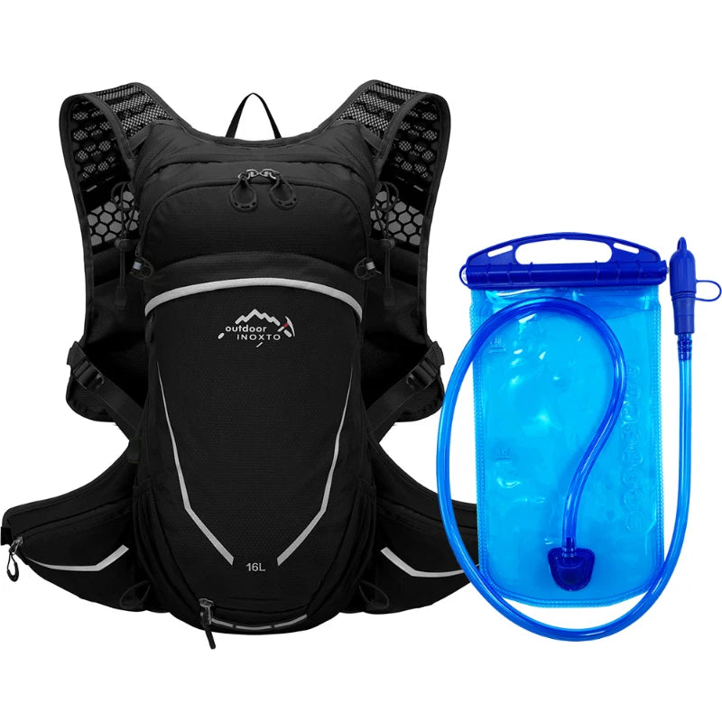 16L Outdoor Sport Cycling Running Mountaineering Hiking Bike Riding Hydration Water Bag Storage Pack UltraLight Bladder Backpack Black and 1L water