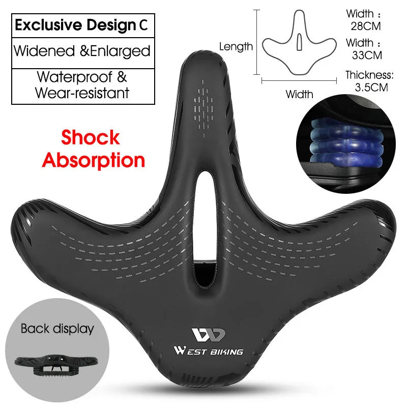 WEST BIKING Bicycle Saddle Waterproof Widened Thickened Cushion Ergonomic MTB Road Bike Seat Shock Absorption Cycling Saddles