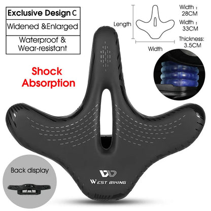 WEST BIKING Bicycle Saddle Waterproof Widened Thickened Cushion Ergonomic MTB Road Bike Seat Shock Absorption Cycling Saddles