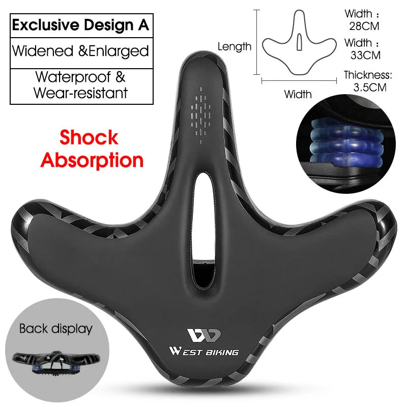 WEST BIKING Bicycle Saddle Waterproof Widened Thickened Cushion Ergonomic MTB Road Bike Seat Shock Absorption Cycling Saddles Type A CHINA