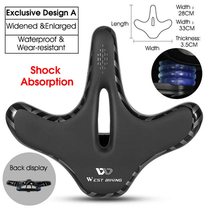 WEST BIKING Bicycle Saddle Waterproof Widened Thickened Cushion Ergonomic MTB Road Bike Seat Shock Absorption Cycling Saddles Type A CHINA
