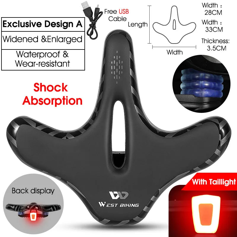 WEST BIKING Bicycle Saddle Waterproof Widened Thickened Cushion Ergonomic MTB Road Bike Seat Shock Absorption Cycling Saddles