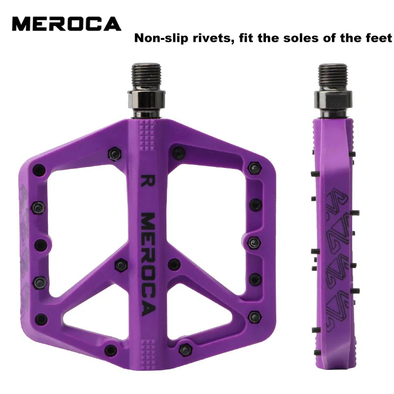 MEROCA Nylon Bicycle Pedals Ultralight Seal Bearings Mountain Road Bike Flat Platform WaterProof Bicycle Pedals Non-Slip Parts