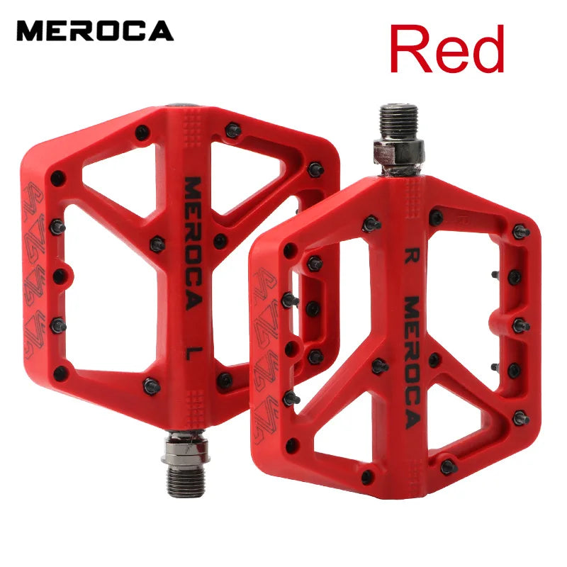 MEROCA Nylon Bicycle Pedals Ultralight Seal Bearings Mountain Road Bike Flat Platform WaterProof Bicycle Pedals Non-Slip Parts