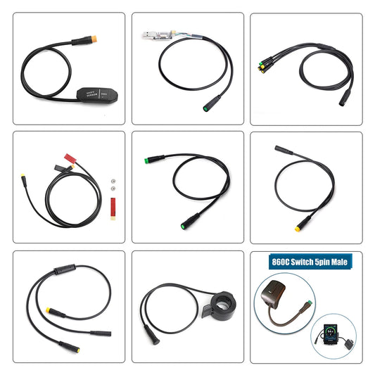 E-bike Cable For Bafang/8FUN Motor Kits Gear Sensor USB Programming Hydraulic Brake Sensor Display Holder 5PIN Brake 3pin 1T4 1