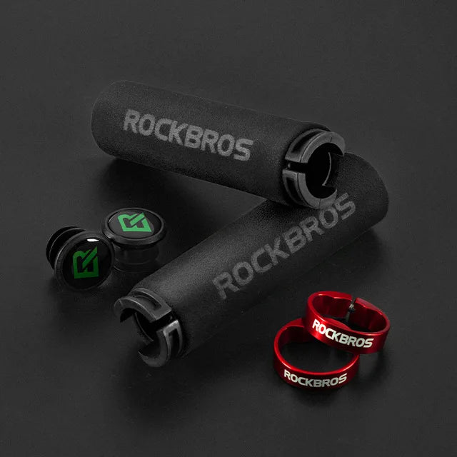 ROCKBROS Cycling Grips Bicycle Grips MTB Silicone Sponge Handlebar Grips Bike Grips Mountain Bike Bicycle Handlebars Ultraight BT1001BKRD CHINA