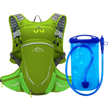 16L Outdoor Sport Cycling Running Mountaineering Hiking Bike Riding Hydration Water Bag Storage Pack UltraLight Bladder Backpack Green and 1L water