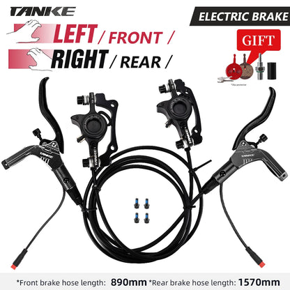 TANKE E-Bike MTB Hydraulic Disc Brake Set Electric E Scooter Power Control Shifter Bicycle Brakes 160mm rotors Aluminum Alloy Black-LFRR