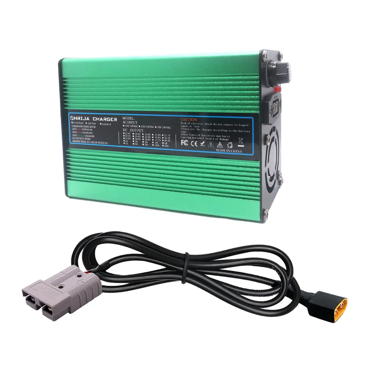 OHRIJA 18.25V 10A Quick Charger for 5S 16V LiFePO4 Battery - Aluminum Shell with charging cable