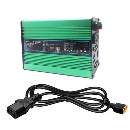 OHRIJA 18.25V 10A Quick Charger for 5S 16V LiFePO4 Battery - Aluminum Shell with charging cable.