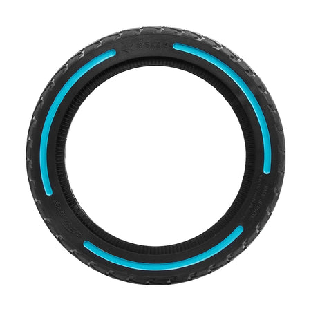 Heavy-duty puncture-resistant solid black rubber scooter tire on white background