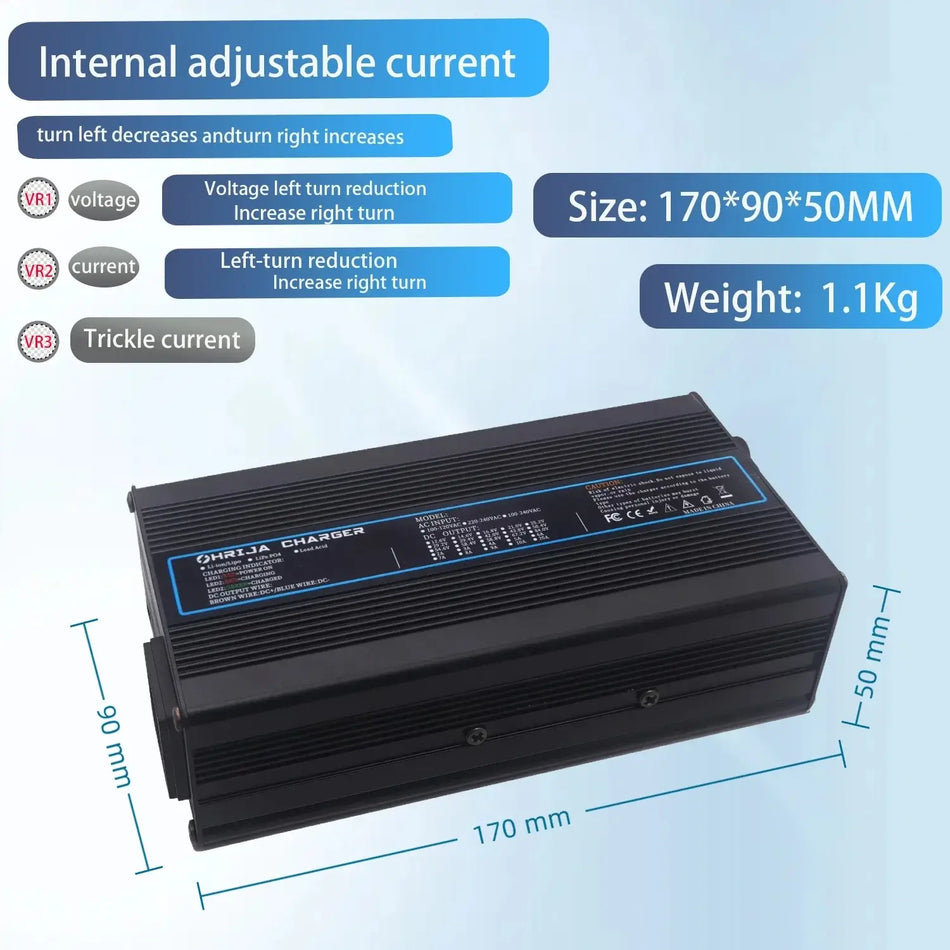 58.8V 8A Quick Lithium Battery Charger for 14S 48V Li-ion Packs Durable Aluminum Shell Customizable Detachable Plug